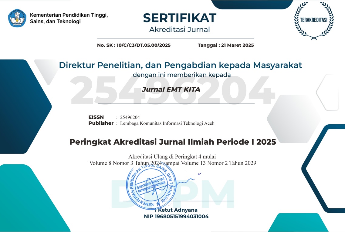 Sertifikat SINTA 4 Jurnal EMT KITA